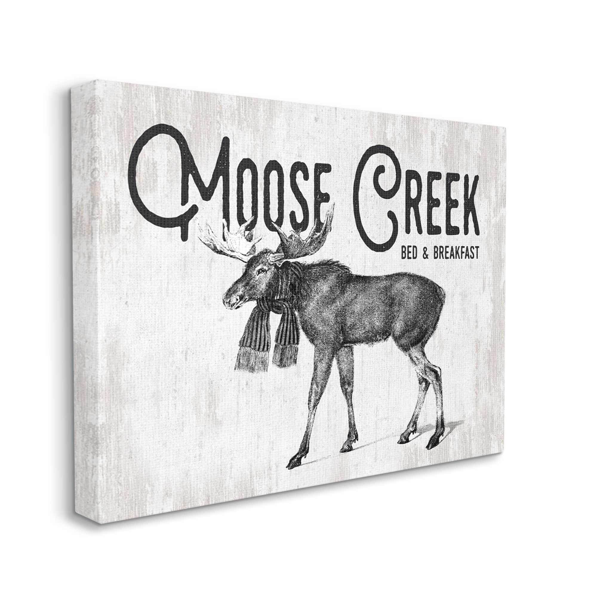 Stupell Industries Moose Creek Bed & Breakfast Rustic Wearing Scarf Graphic Art Gallery Wrapped Canvas Print Wall Art, Design by Lettered and Lined