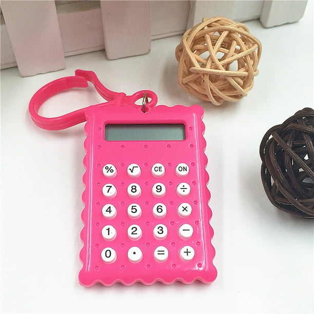 Calculadora mini portátil, llavero de laberinto de computadora de examen para estudiantes - Rosa