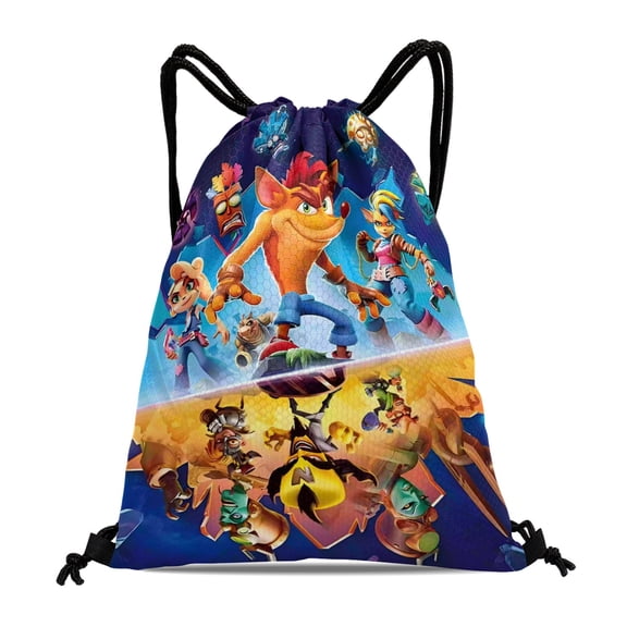 Crash Bandicoot-theme Drawstring Backpack Sports Gym Bag Water Resistant String Bag Cinch Bag,12‘’X16‘’(30X40cm)