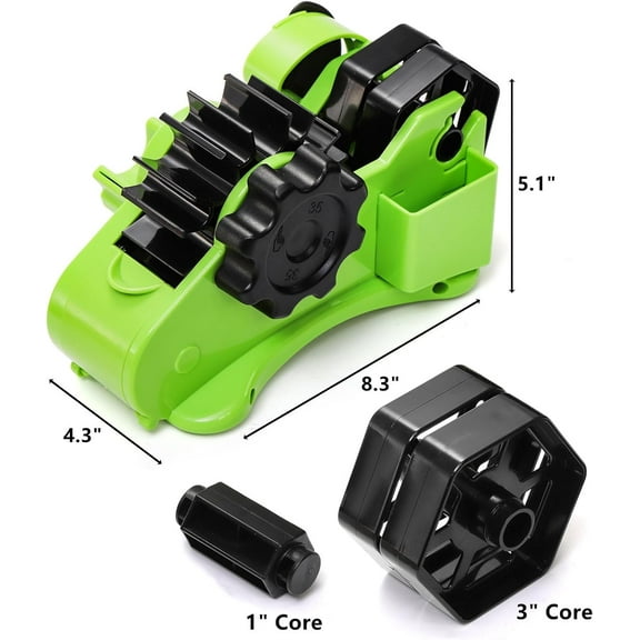 Multi-Roll Heat Tape Dispenser, 1" and 3" Double Reel Cores Sublimation Tape Dispenser for Pre-Cut Heat Transfer Tape, Semi-Automatic Desk Packaging Tape Dispenser with Compartment Slot