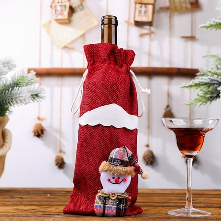 

Christmas Wine Bottle Cover Bag Snowman Santa Claus Wine Decoration Cover Gift Bags for Christmas Party New Year Dinner Decoration Xmas Gift