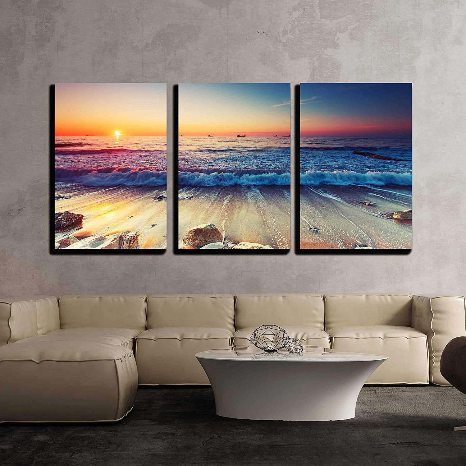Wall26 3 Piece Canvas Wall Art - Beautiful Sunrise over the Horizon