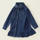 thumbnail image 4 of Odeerbi 2-8 Años Niñas Vestido Vaquero Manga Larga Cuello Moño Primavera Otoño Vestido Camisero Algodón Niños Color Sólido Vestido Jean Botón Con Bolsillo, 4 of 9