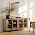 thumbnail image 5 of WAMAPT Sideboard Buffet Cabinets with 4-Glass Door, Kitchen Storage Cabinets, Wood Coffee Bar Tables with Adjustable Shelf, Accent Sideboard Storage Cabinet Table Dining Room, Living Room,Oak (2 PCS), 5 of 6