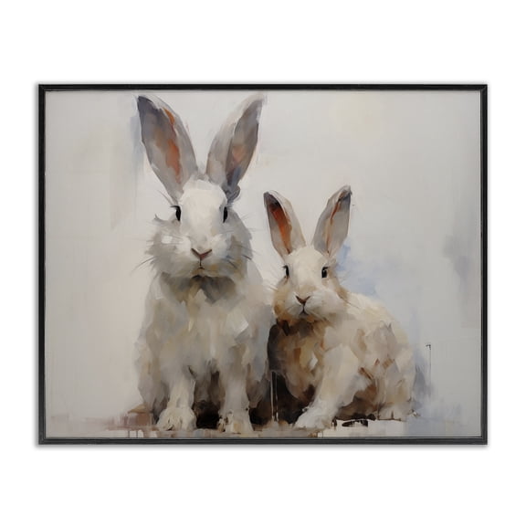 Stupell Industries Fluffy Spring Bunnies Animals Painting Black Framed Art Print Wall Art, 14 x 11