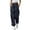 v#15Navy77, variant on Rggeeun Womens Pants Solid Color Ankle Length With Side Pockets Pleated Loose Fit Elastic Waist Adjustable Tie Knit Tapered For Summer Vacation Beach Cute Bottoms,Dark Green,Xxl