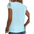 thumbnail image 4 of LilyLLL Womens Lace Eyelet Short Sleeve V Neck Casual Blouse Shirt Tops, 4 of 4