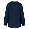 thumbnail image 3 of Olyvenn Womens Tops Dressy Casual Lantern Long Sleeve Shirts Spring Outfits Textured Business Blouses V Neck Button Down Shirts Blue 10, 3 of 5