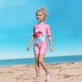 thumbnail image 5 of BOOMNY Toddler Baby Girls One Peice Swimsuits Short Sleeve Rash Guard for Kids Cartoon Graphic Lightweight Summer Vacation Beach Swimwear, 5 of 7