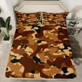 thumbnail image 2 of Manfei Abstract Camouflage Bed Sheets, Brown Camo King Sheets, Military Patriotic Theme Sheet Set, Ultra Soft Home Decor 4-Piece, 2 of 7