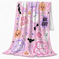 thumbnail image 2 of Playful Cute autumn celebration Pink decorative motif Pumpkin Pattern Dense, Festive autumn celebration Scene, Warm Flannel Blanket for Living Room and Family Room, Art Lovers autumn celebration, 2 of 9