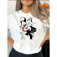 thumbnail image 2 of Women's Fashionable Black Monster Graphic Tee - Casual Round Neck Short Sleeve, Comfortable Polyester Blend, Perfect for Summer & Holiday Wear, 2 of 8
