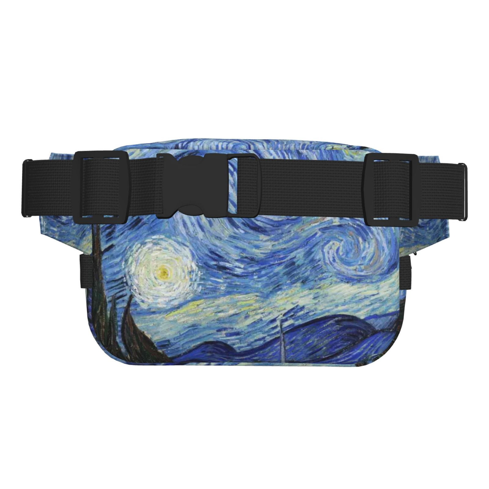 Picia The Starry Night Print Square Double-Layer Waist Bag Mini Adjustable Waist Belt Bag Exercise Running Travel Hiking