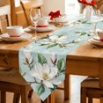 thumbnail image 2 of Botanical Floral Table Runner Linen Burlap Table Runner 90 Inches Long Pastoral Magnolia Flowers Leaves Plant Dresser Scarves for Kitchen Island Coffee Dining Party Wedding Holiday Decor 13"x90", 2 of 8
