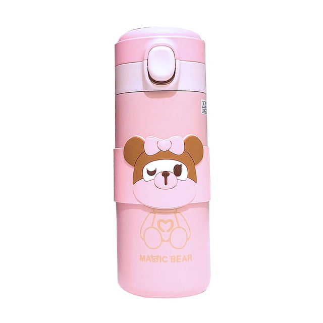 Botella aislante, diseño bonito, botella de agua, frasco de vacío para estudiantes, color rosa, 350 ML