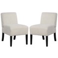 thumbnail image 1 of Gymax 2PCS Armless Accent Chair w/ Rubber Wood Legs Modern Vanity Chair for Bedroom Beige, 1 of 9