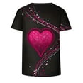 thumbnail image 4 of Itsame Womens Heart Printed T-Shirt Valentine's Day Short Sleeved Tops Relaxed Round Neck T Shirt Hot Pink Size S, 4 of 5