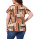 thumbnail image 3 of Blusa casual de verano para mujer de tallas grandes Agnes Orinda, con estampado floral, volantes, plisado, escote en V y mangas cortas, 4X naranja, 3 of 6