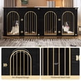 thumbnail image 3 of 86.6" Dog Crate Furniture for 2 Dogs, Heavy Duty Wooden Kennel with Divider & Cushion for Large Dogs, Black Gold, 3 of 11
