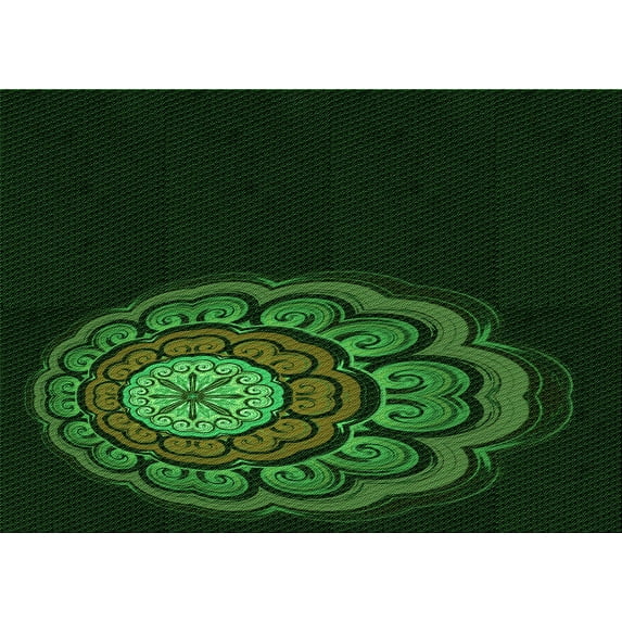 Ahgly Company Indoor Rectangle Patterned Green Area Rugs, 5' x 8'