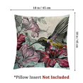 thumbnail image 4 of Hummingbird Throw Pillow Cushion Cover, Orchid Flowers Bouquet and a Hummingbird Nature Wildlife Design Print, Decorative Square Accent Pillow Case, Magenta Green, 4 of 7