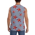 thumbnail image 4 of Fotbe Starfish Navy Blue Stripe Men's Camiseta sin Mangas Estampada para Hombres, Playera Casual para Gimnasio, Entrenamiento, Playa-Large, 4 of 7