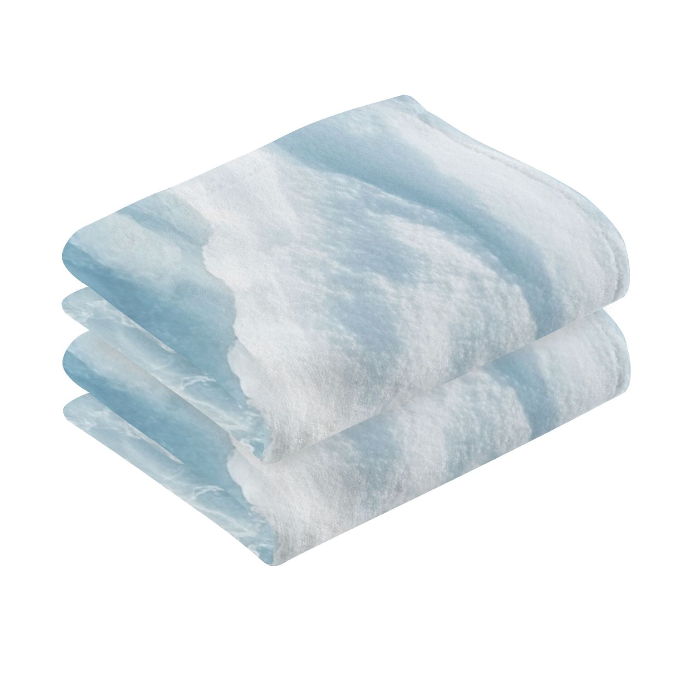 Cotton Towel Two-Piece 16x28 Inch One Sizex2 Face Towel Set Towel Set Cotton Hand Bath Towel Bathroom Beach White Ocean Pattern