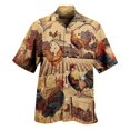 thumbnail image 3 of Camisa de pollo divertida con estampado 3D para hombre, camisa de manga corta con solapa, cómoda, informal, para fiesta en la playa, ropa de calle, camisas de talla grande para hombre, 3 of 5