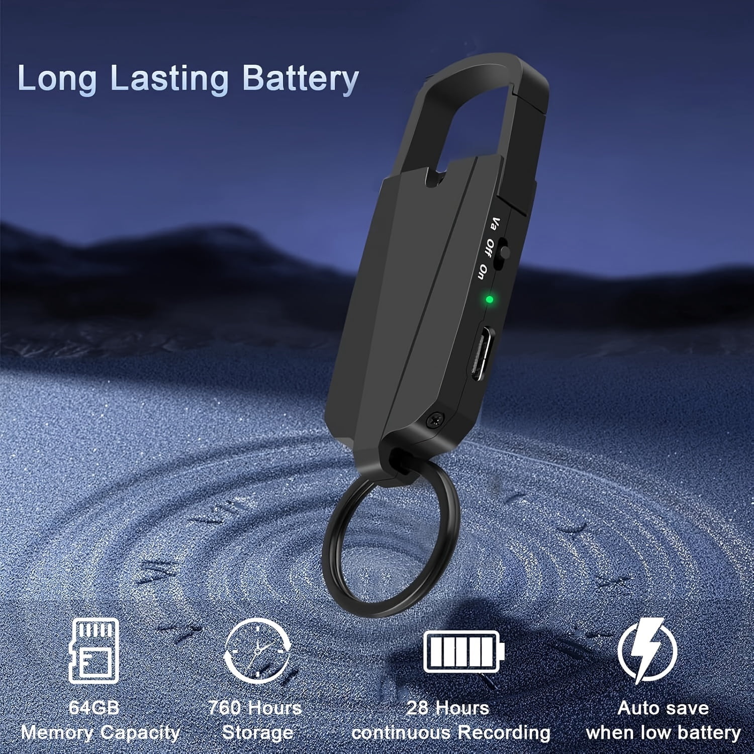 64GB Digital Voice Recorder with Playback - 4in 1 Voice Activated Recorder Audio Recording Device - 760 Hours Capacity for Lectures Meetings Interviews