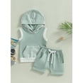 thumbnail image 2 of Coduop Baby Boys 2Pcs Outfit Set,Sleeveless Hooded Top and Shorts Summer Infant Boy Clothes Set, 2 of 9