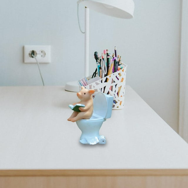 Ornament Collectible Creative Crafts Mini Resin Gift Decorative Pig Figurine Reading Books