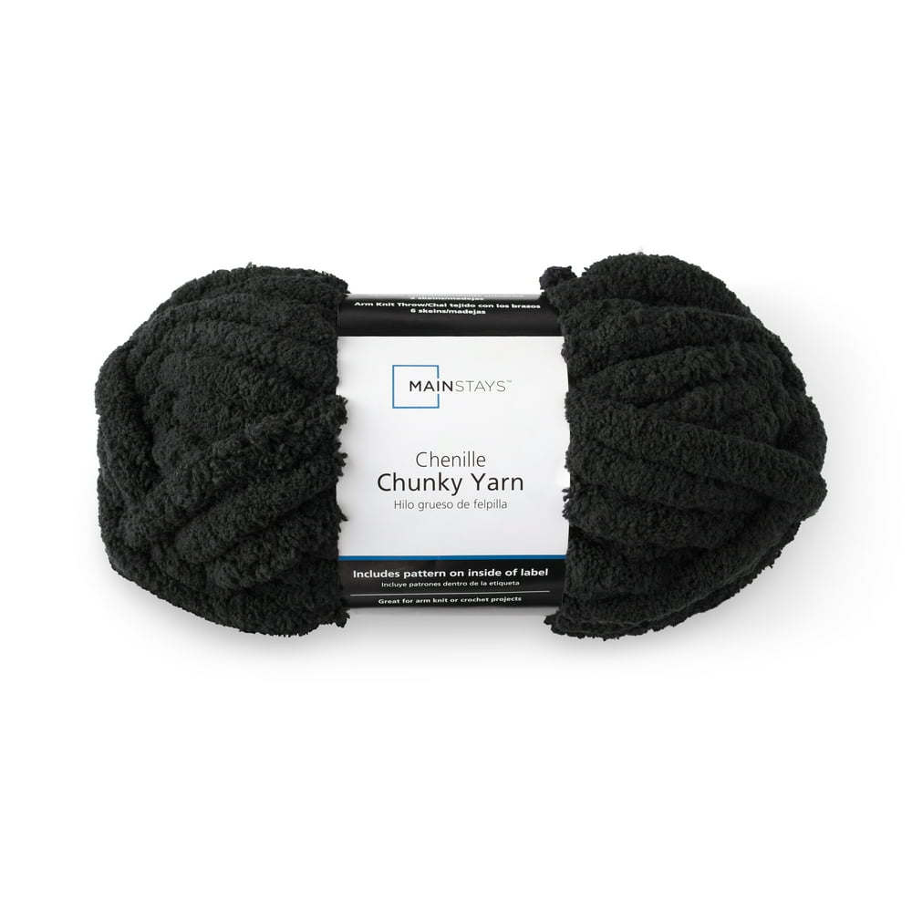 Mainstays Bulky 100 Polyester Black Yarn, 31.7 yd