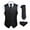 01-Black, variant on HISDERN Mens Vest Ties Sets Formal Waistcoat Paisley Black Necktie Pocket Square 3PC Suit Vests L