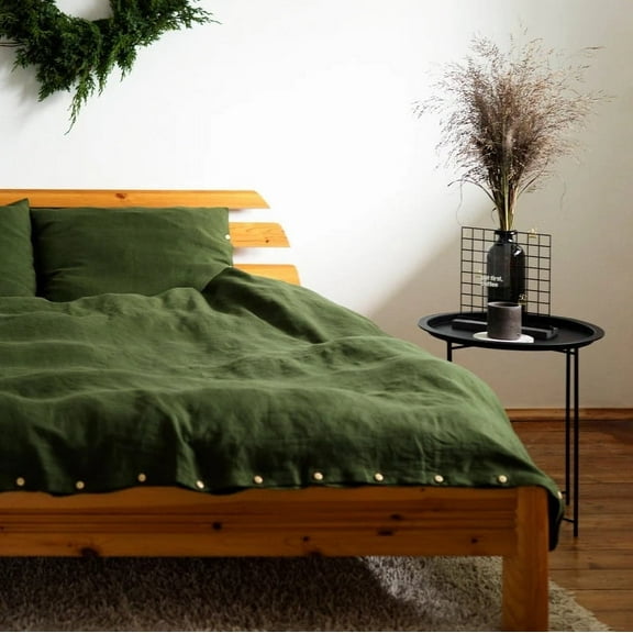 Pavish Export Cotton Duvet Cover In Dark Green Softened Cotton Bedding Duvet Cover Set With 2 Pillow Case Stonewashed Cotton Duvet Cover Twin