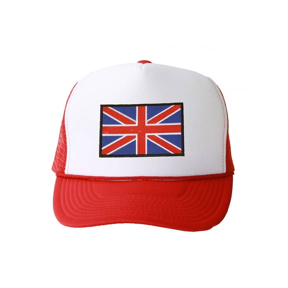 Trucker Mesh Vent Snapback Hat, UK 3D Patch Embroidery Red