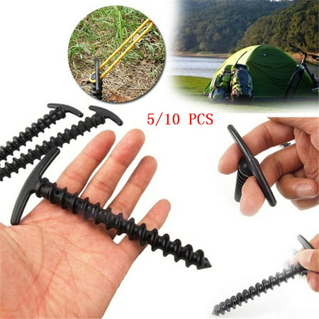 5/10 PCS Plastic Nylon Screw Spiral Nail Outdoor Tent Stakes Nail for Camping Hiking (Best Tent Stakes For Beach)