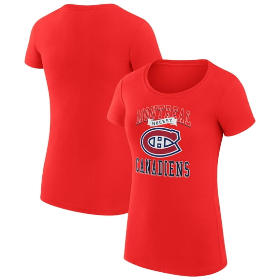 Women's G-III 4Her by Carl Banks Red Montreal Canadiens Super-Slim Fit Lightweight Team Logo Graphic T-Shirt