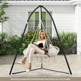 thumbnail image 4 of Costway Swing Chair Hand-Woven Rope Hanging Chair with Thick Cushion & Folding Metal Frame, 4 of 10