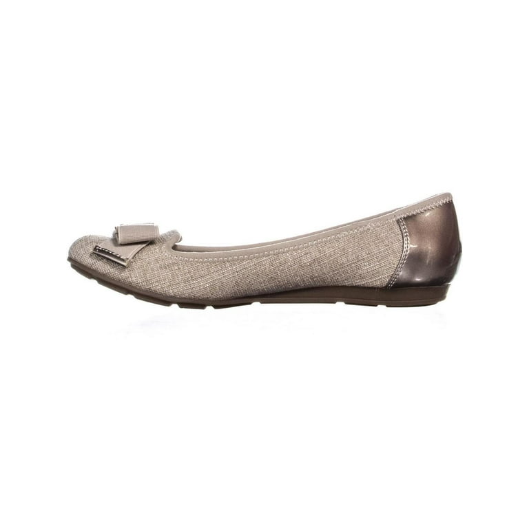 Womens Anne Klein Alivia Slip On Ballet Flats Natural Silver