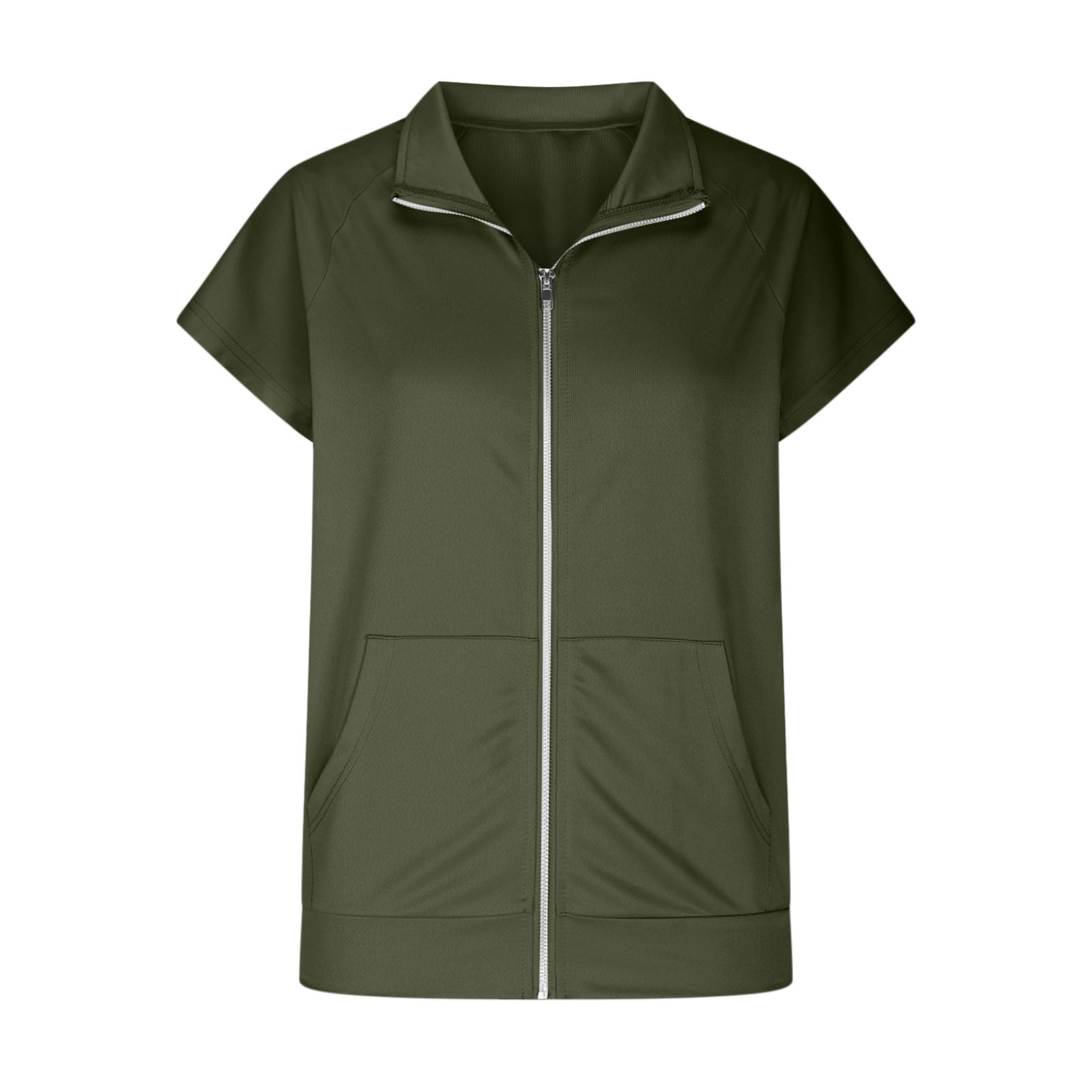 Fartey Women's Sweatshirts Vest Oversized Zip Up Sleeveless Jacket Dressy Casual Stand Collar Hoodless Coat Lightweight Solid Color Running Vest Coats with Pockets XL