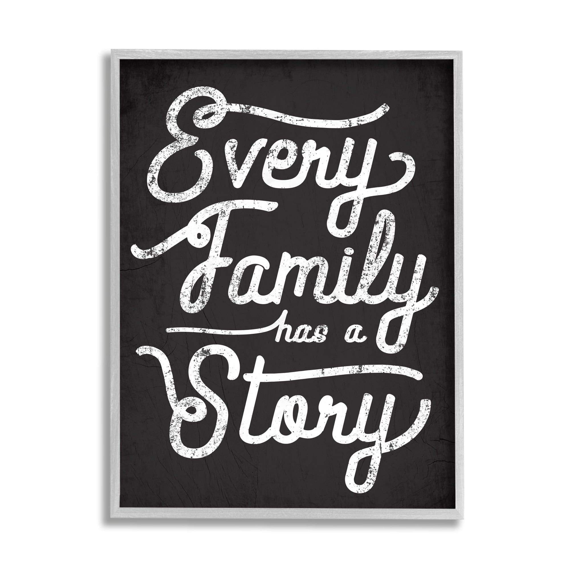 Stupell Industries Every Family Has a Story Quote Rustic Black White Gray Framed by Daphne Polselli