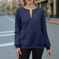 thumbnail image 4 of Aobny Long Sleeve Womens Clothes 1/4 Zip Navy Blue Crew Neck with Pocket Sweatshirts Women Winter Clothes,XL, 4 of 6
