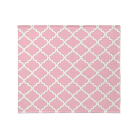 CafePress - Pink White Quatrefoil Pattern Throw Blanket - Soft Fleece Throw Blanket, 50"x60" for All Ages