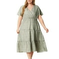 thumbnail image 2 of Annhoo Robes d'Été Grande Taille pour Femmes Robe Bohème Fluide à Manches Courtes à Col en V Robes à Imprimé Floral Robe Décontractée de Plage, 2 of 6