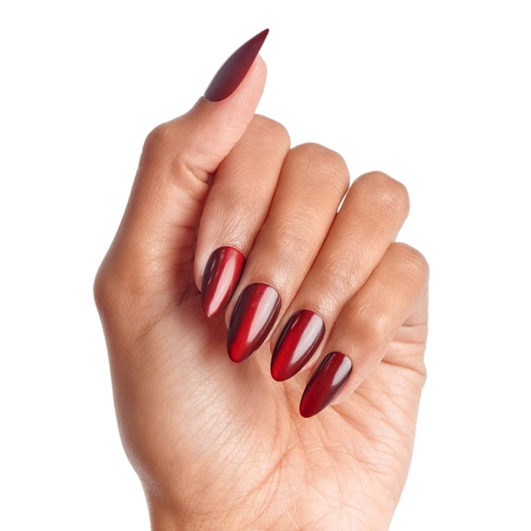 KISS Gel Fantasy Magnetic Press on Nails, BeatBelles, Red, Short