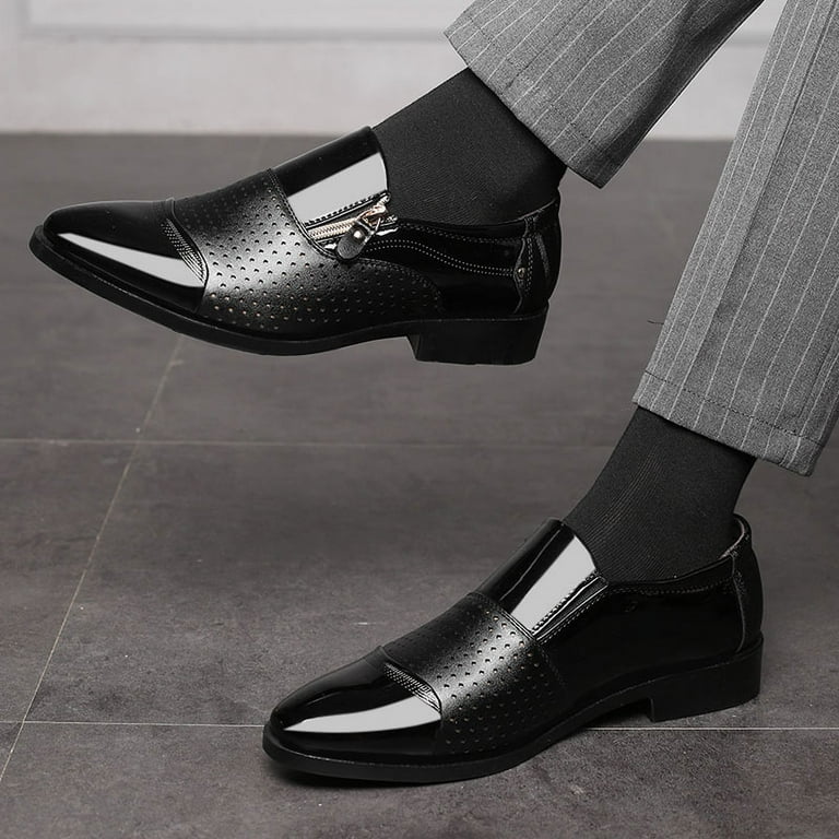 Men's Dress Shoes Perforated Lace Up Formal Business Oxford Shoes  Breathable Casual Tuxedo Leather Shoe - Walmart.com