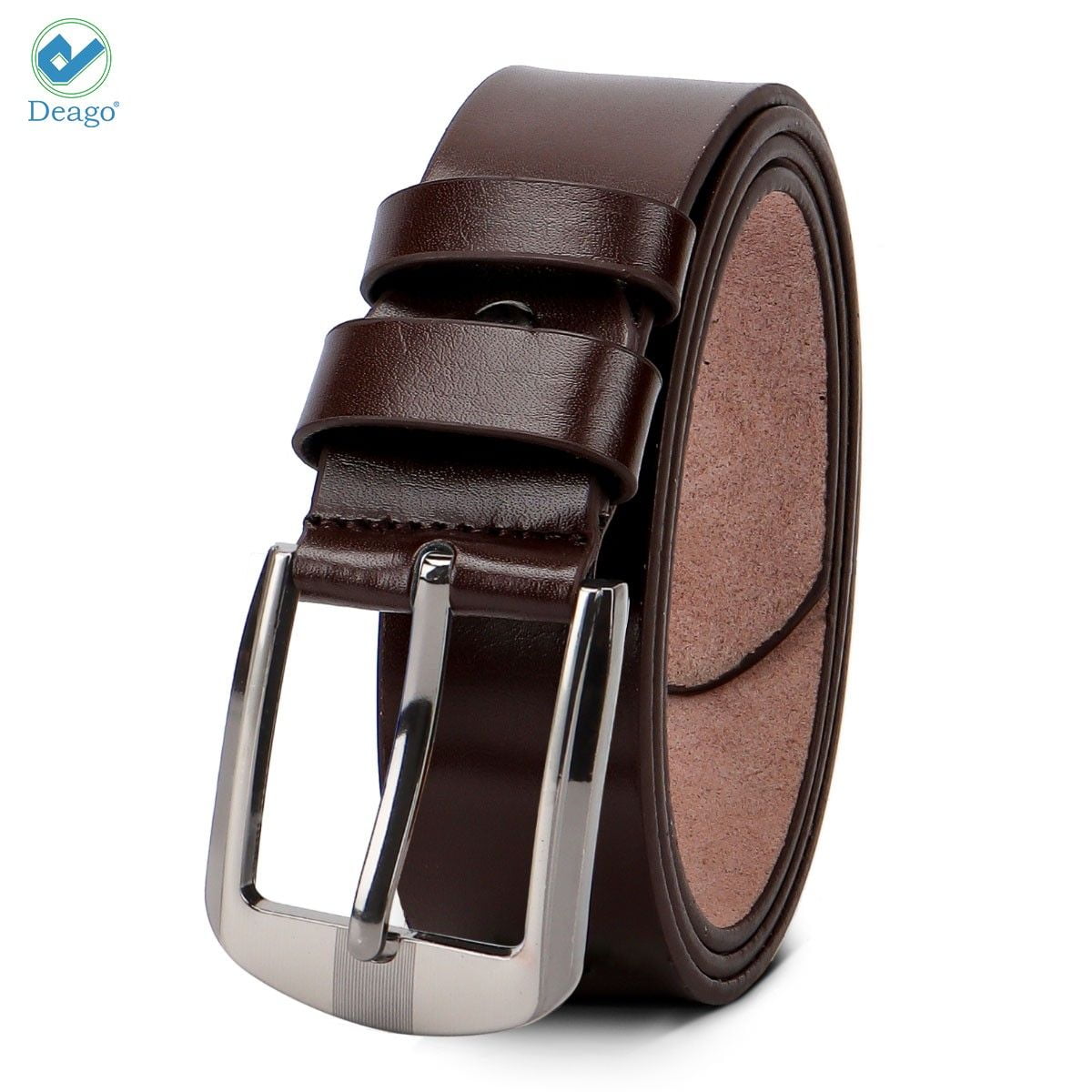 Deago Men's Casual Leather Jeans Belts Classic Work Business Dress Belt  with Prong Buckle for Men 