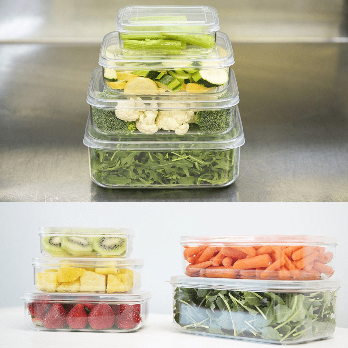 Lustroware 6 Set, Micro Clear 2.3qt Kitchen Pantry Food Storage Container Set with Lid, Shatterproof, BPA Free, Dishwasher, Microwave Safe Canister, Fridge Refrigerator Organizer, Made in Japan