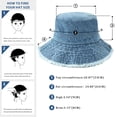 thumbnail image 2 of Wowstyle Frayed Denim Bucket Hats for Women Men Washed 100% Cotton Floppy Wide Brim Beach Outdoor Sun Hats with UV Protection, Blue, 2 of 7