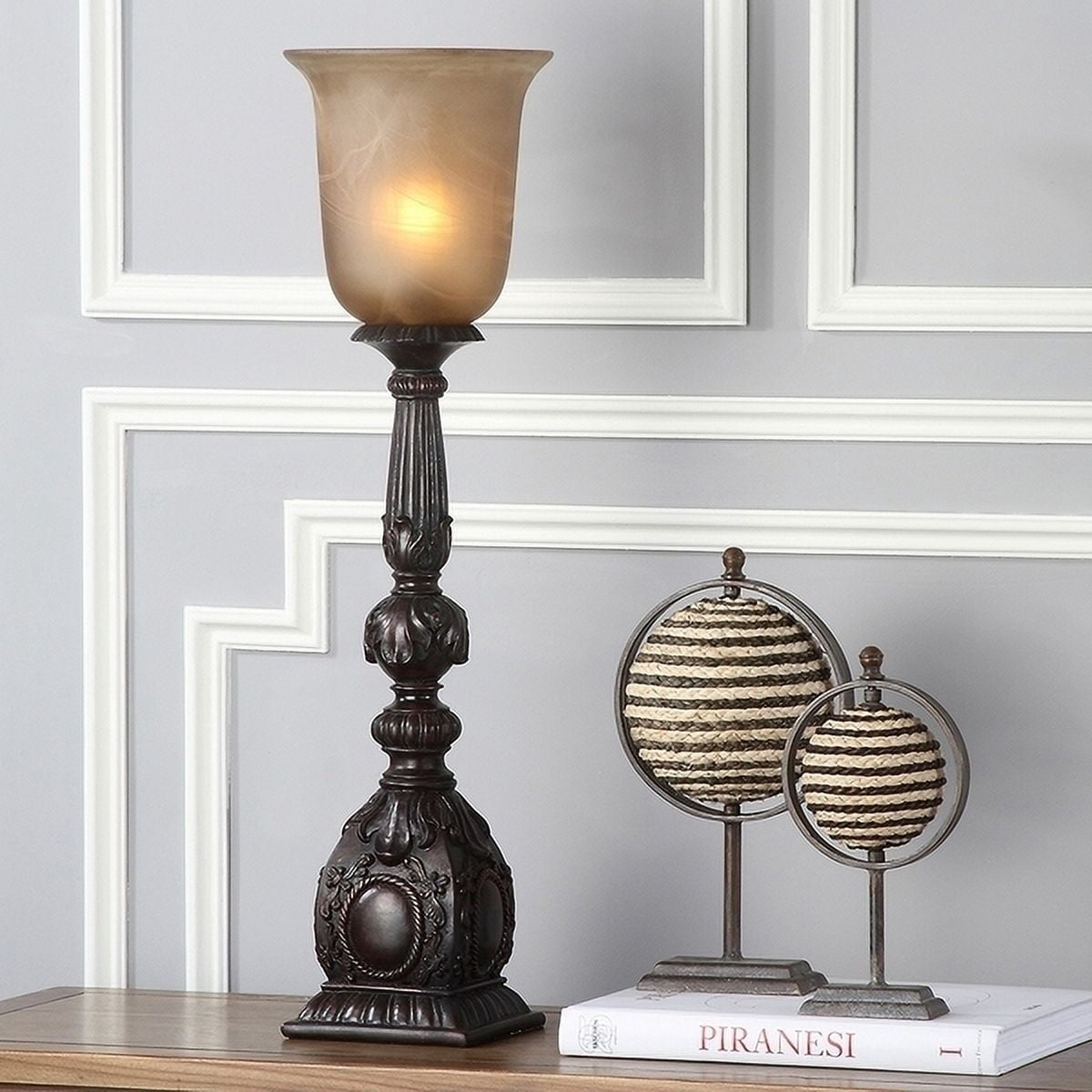 SAFAVIEH Dion 27.5 in. H Traditional Artifact Table Lamp, Oil Rubbed Bronze, Set of 2
